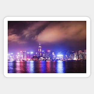 Hong Kong Skyline, Purple Reflections Sticker